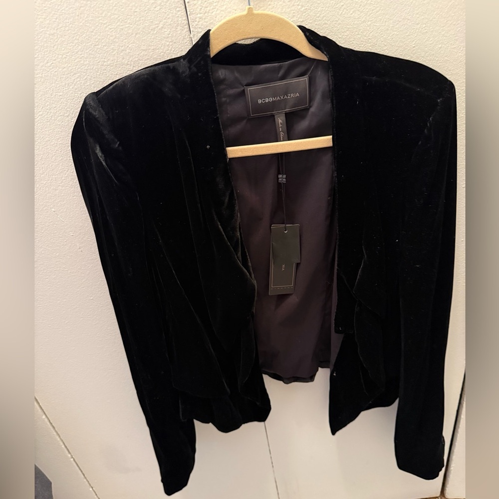 NWT BCBGMaxAzria Llyod Women's Black Velvet Blazer size M
